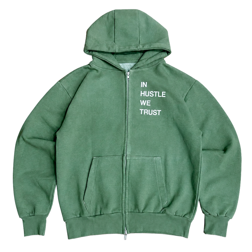 Hoodie zip "OLIVE GREEN" - HDD PARIS