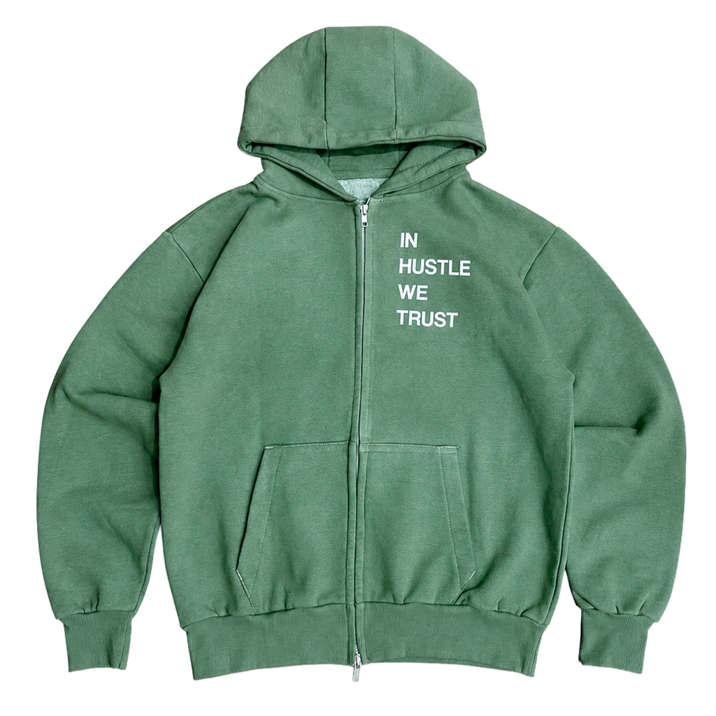 Hoodie zip "OLIVE GREEN" - HDD PARIS