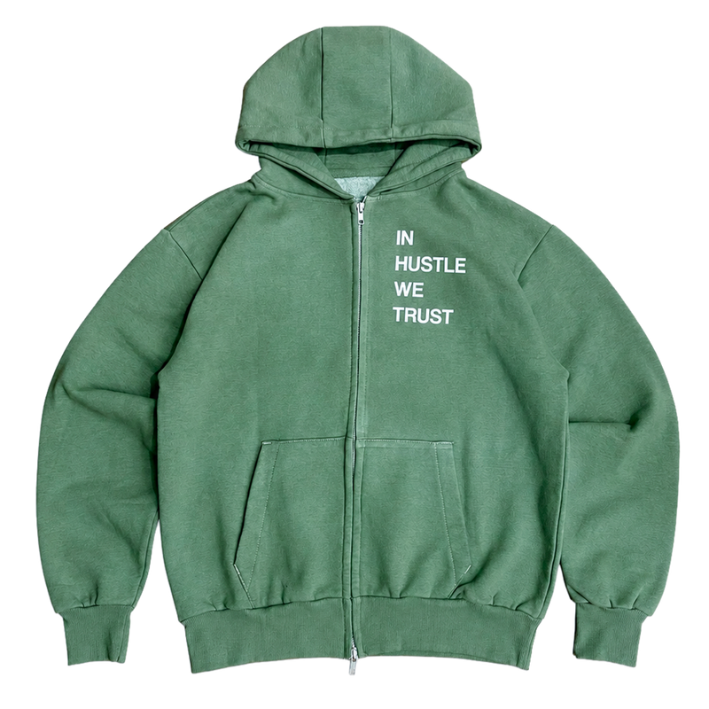 Hoodie zip "OLIVE GREEN" - HDD PARIS