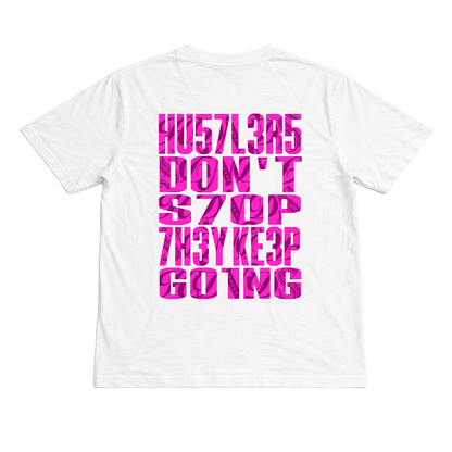 T-shirt Classic Chaser rose premium HDD Paris, oversize de dos, hustlers don't stop they keep going